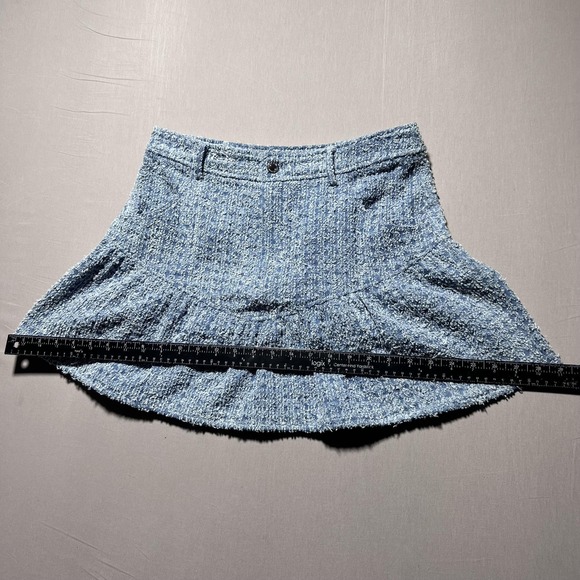 Ramy Brook Jeanne Textured Mini Skirt Womens 8 Blue Spind Cotten Blend‎ - Picture 13 of 14